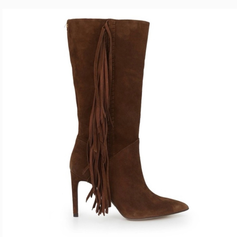 NEW Sam Edelman “Fayette” Fringed Boots in Hazelnut Suede - 9.5M